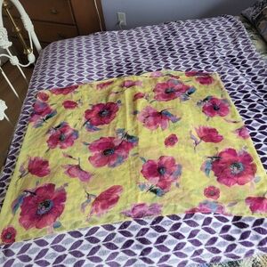 Floral Yellow and Pink Square Scarf